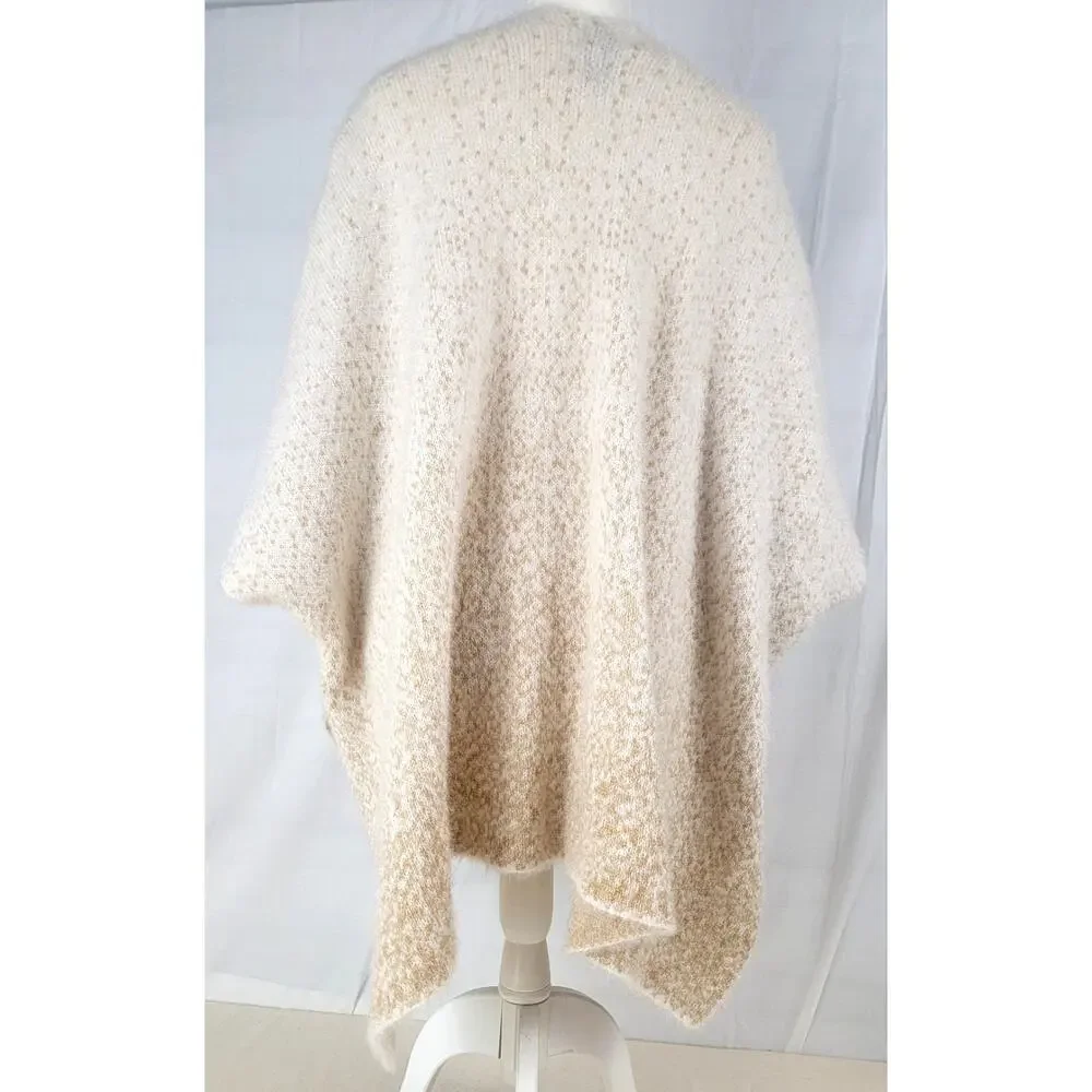 Vince Camuto Speckled Knit Cape Topper Cozy Open Front One Size